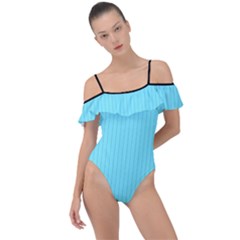 Arctic Blue & Black -  Frill Detail One Piece Swimsuit by FashionLane