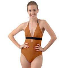 Alloy Orange & Black - Halter Cut-out One Piece Swimsuit by FashionLane