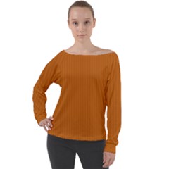 Alloy Orange & Black - Off Shoulder Long Sleeve Velour Top by FashionLane