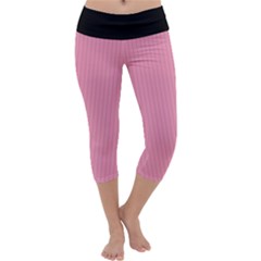 Amaranth Pink & Black - Capri Yoga Leggings