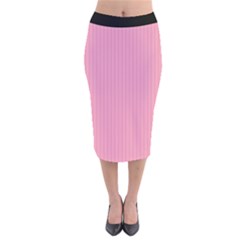 Amaranth Pink & Black - Velvet Midi Pencil Skirt