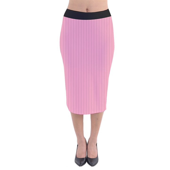 Amaranth Pink & Black - Velvet Midi Pencil Skirt