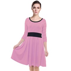 Amaranth Pink & Black - Quarter Sleeve Waist Band Dress