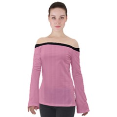 Amaranth Pink & Black - Off Shoulder Long Sleeve Top