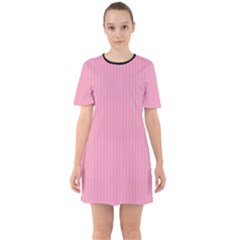 Amaranth Pink & Black - Sixties Short Sleeve Mini Dress