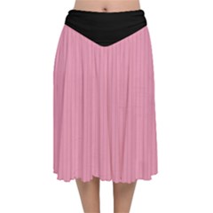 Amaranth Pink & Black - Velvet Flared Midi Skirt