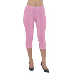 Amaranth Pink & Black - Lightweight Velour Capri Leggings 