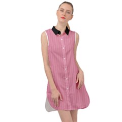 Amaranth Pink & Black - Sleeveless Shirt Dress