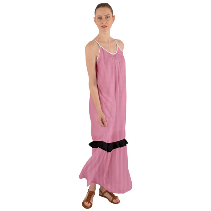 Amaranth Pink & Black - Cami Maxi Ruffle Chiffon Dress