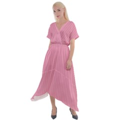 Amaranth Pink & Black - Cross Front Sharkbite Hem Maxi Dress