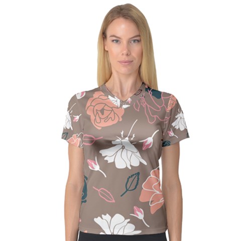 Rose -01 V-neck Sport Mesh Tee by LakenParkDesigns