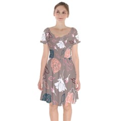 Rose -01 Short Sleeve Bardot Dress