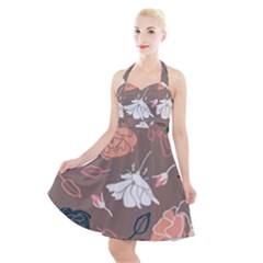 Rose -01 Halter Party Swing Dress  by LakenParkDesigns