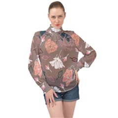 Rose -01 High Neck Long Sleeve Chiffon Top