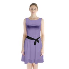 Bougain Villea Purple & Black - Sleeveless Waist Tie Chiffon Dress by FashionLane