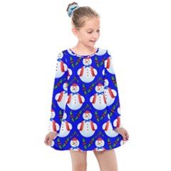 Seamless Snow Cool Kids  Long Sleeve Dress