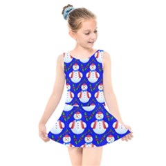 Seamless Snow Cool Kids  Skater Dress Swimsuit by HermanTelo