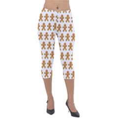 Gingerbread Men Lightweight Velour Capri Leggings 