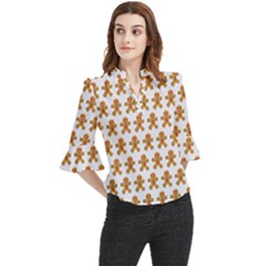 Gingerbread Men Loose Horn Sleeve Chiffon Blouse