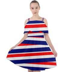 Patriotic Ribbons Cut Out Shoulders Chiffon Dress by Mariart