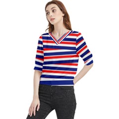 Patriotic Ribbons Quarter Sleeve Blouse