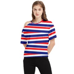 Patriotic Ribbons One Shoulder Cut Out Tee