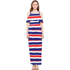 Patriotic Ribbons Draped Sleeveless Chiffon Jumpsuit