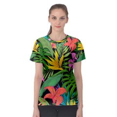 Tropical Greens Leaves Women s Sport Mesh Tee