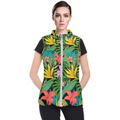 Tropical Greens Leaves Women s Puffer Vest by Alisyart