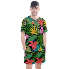 Tropical Greens Leaves Men s Mesh Tee And Shorts Set