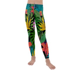 Tropical Greens Leaves Kids  Lightweight Velour Leggings by Alisyart