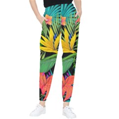 Tropical Greens Leaves Tapered Pants by Alisyart