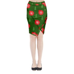 Christmas 001 Midi Wrap Pencil Skirt by MooMoosMumma