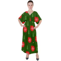 Christmas 001 V-neck Boho Style Maxi Dress