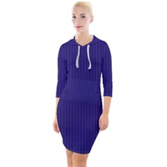 Berry Blue & White - Quarter Sleeve Hood Bodycon Dress by FashionLane