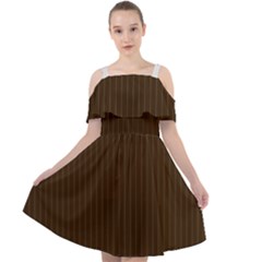 Brunette Brown & White -  Cut Out Shoulders Chiffon Dress by FashionLane