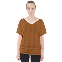 Rusty Orange & White - V-neck Dolman Drape Top by FashionLane