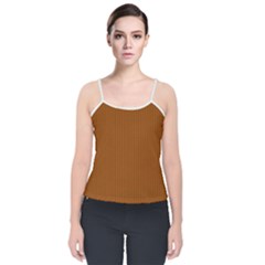 Rusty Orange & White - Velvet Spaghetti Strap Top by FashionLane