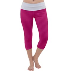 Peacock Pink & White - Capri Yoga Leggings