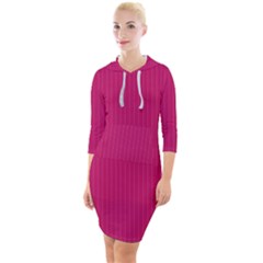 Peacock Pink & White - Quarter Sleeve Hood Bodycon Dress