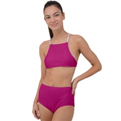 Peacock Pink & White - High Waist Tankini Set