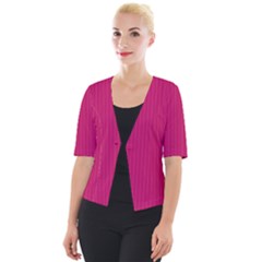 Peacock Pink & White - Cropped Button Cardigan