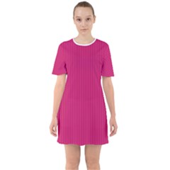 Peacock Pink & White - Sixties Short Sleeve Mini Dress