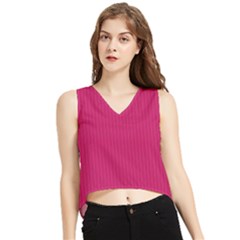 Peacock Pink & White - V-neck Cropped Tank Top