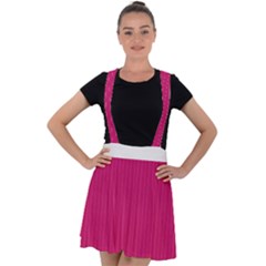 Peacock Pink & White - Velvet Suspender Skater Skirt