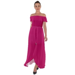 Peacock Pink & White - Off Shoulder Open Front Chiffon Dress