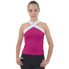 Peacock Pink & White - Cross Neck Velour Top