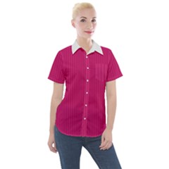 Peacock Pink & White - Women s Short Sleeve Pocket Shirt