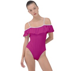 Peacock Pink & White - Frill Detail One Piece Swimsuit