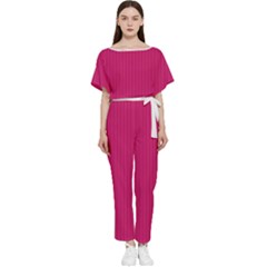 Peacock Pink & White - Batwing Lightweight Jumpsuit